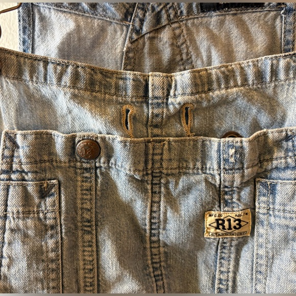 R13 Shortalls Overall Denim Shorts Distressed Size S - Picture 6 of 16